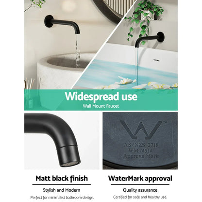 Cefito Bathroom Mixer Spout Wall Bath Tap Round Shower Bathtub Black - Mekamart Australia
