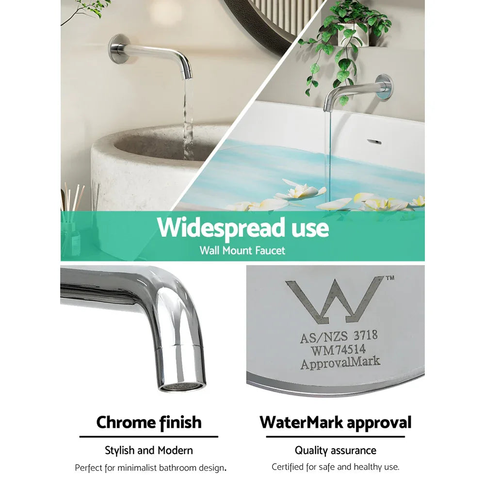 Cefito Bathroom Mixer Spout Wall Bath Tap Round Shower Bathtub Chrome - Mekamart Australia