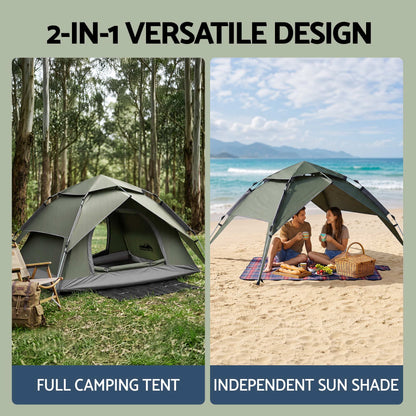 Weisshorn 2 Person Camping Tent Automatic Pop Up Water Repellent Shade Outdoor