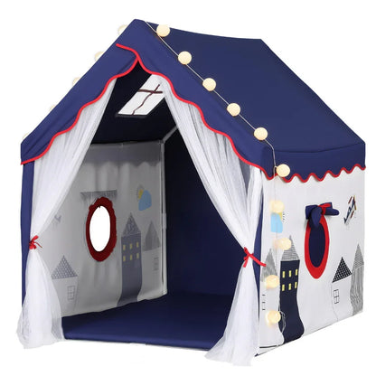 Keezi Kids Play Tent Playhouse Castle with Floor Mat String Ball Light 134X103CM - Mekamart Australia
