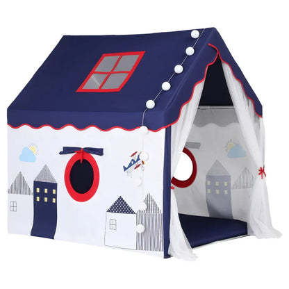Keezi Kids Play Tent Playhouse Castle with Floor Mat String Ball Light 134X103CM - Mekamart Australia