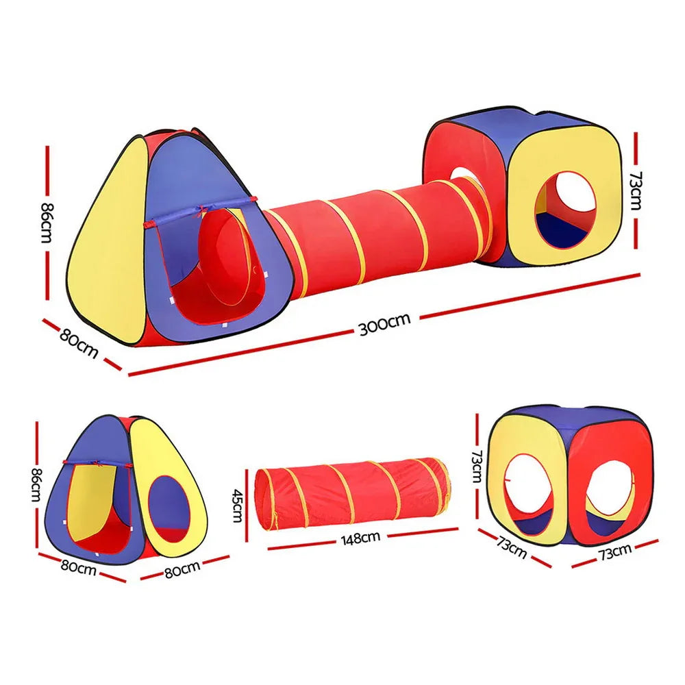 Keezi Kids Playhouse Play Tent Pop Up Teepee Castle Crawl Tunnel Outdoor Indoor Toys Children Gift - Mekamart Australia