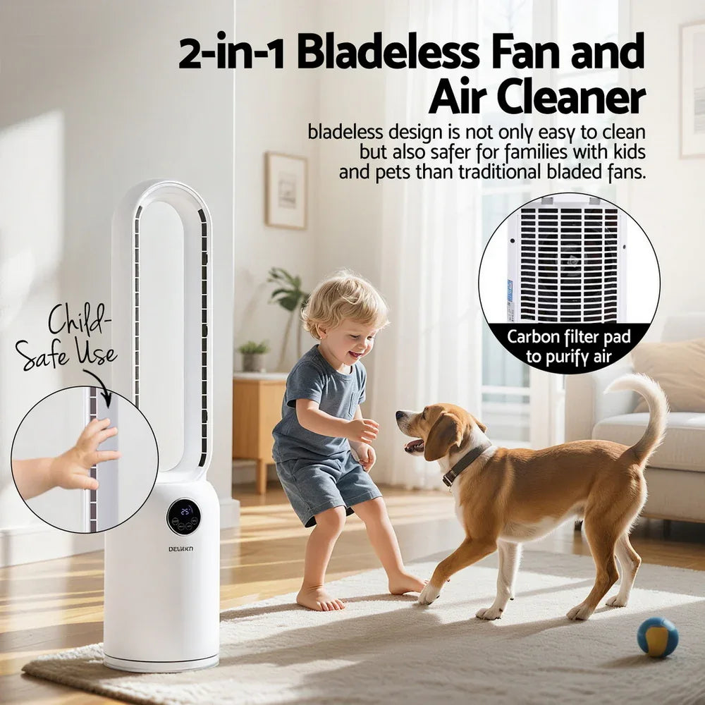 Devanti 2in1 Bladeless Fan Air Purification W/ Remote 88cm - Mekamart Australia