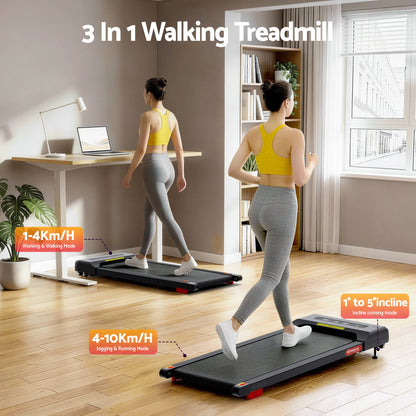 Everfit Treadmill Electric Walking Pad Incline Under Desk Home Gym 380mm Black