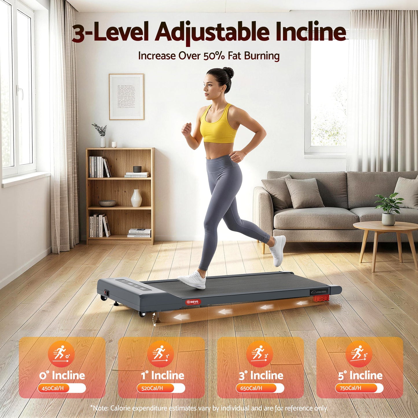 Everfit 3 in 1 Treadmill Electric Walking Pad Incline Under Desk Home Gym 380mm Grey