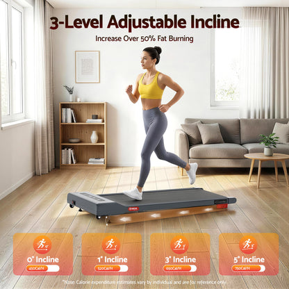 Everfit 3 in 1 Treadmill Electric Walking Pad Incline Under Desk Home Gym 380mm Grey