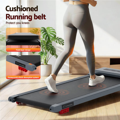 Everfit 3 in 1 Treadmill Electric Walking Pad Incline Under Desk Home Gym 380mm Grey