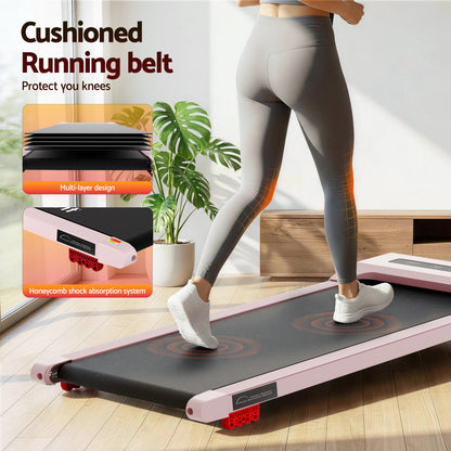 Everfit 3 in 1 Treadmill Electric Walking Pad Incline Under Desk Home Gym 380mm Pink