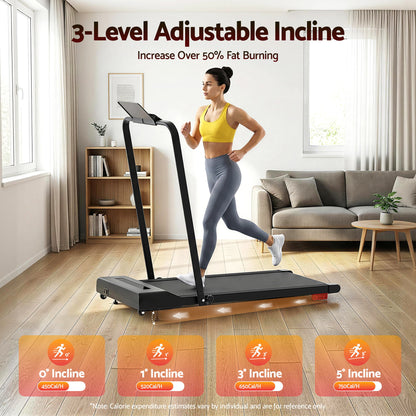 Everfit 3 in 1 Treadmill Electric Walking Pad Under Desk Office Home Gym Incline 380mm Black