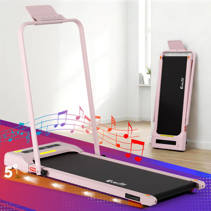Everfit 3 in 1 Treadmill Electric Walking Pad Incline Under Desk 380mm Pink