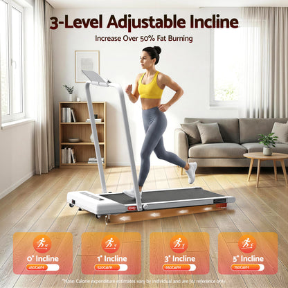 Everfit 3 in 1 Treadmill Electric Walking Pad Incline Under Desk 380mm White