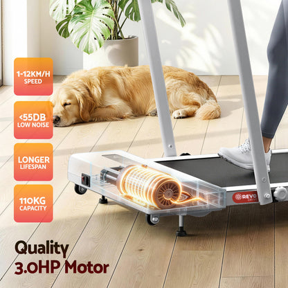 Everfit 3 in 1 Treadmill Electric Walking Pad Incline Under Desk 380mm White