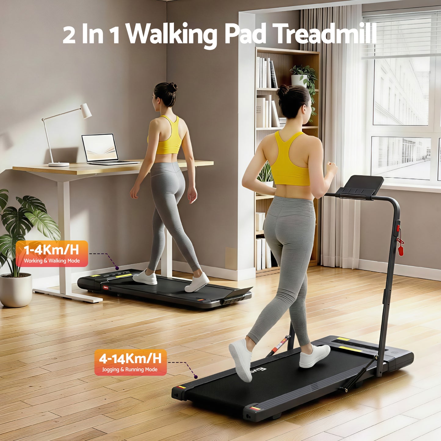 Everfit Treadmill Electric Walking Pad Under Desk Home Gym Fitness 400mm Black