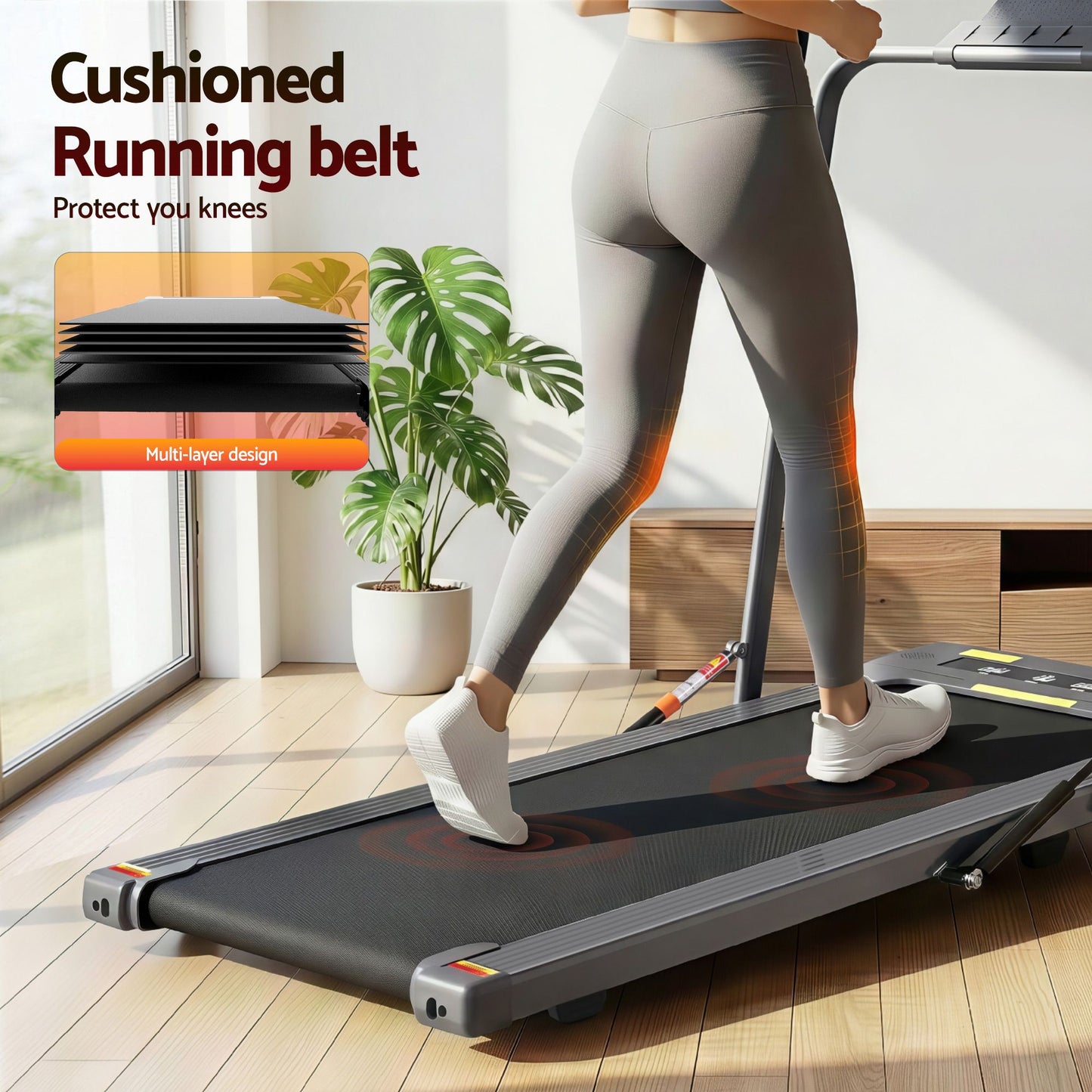 Everfit 2 in 1 Treadmill Electric Walking Pad Under Desk Home Gym Fitness 400mm Grey
