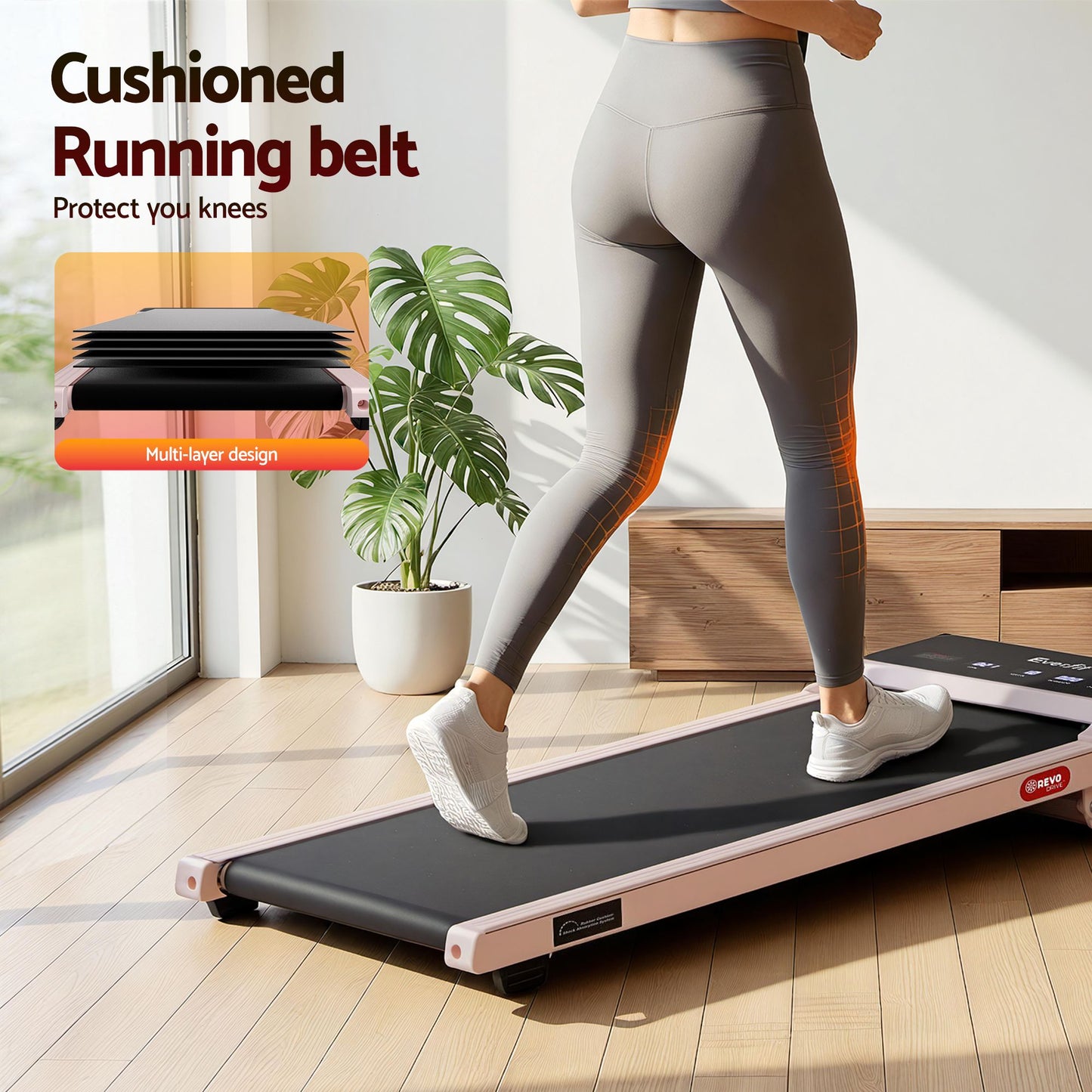 Everfit 3 in 1 Walking Pad Treadmill 20% Auto Incline Under Desk Treadmills for Home Gym With 40cm Wide Belt Pink