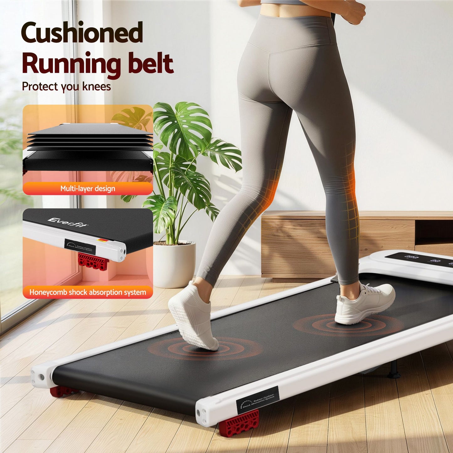 Everfit 3 in 1 Treadmill Electric Walking Pad with Incline Under Desk Home Gym White