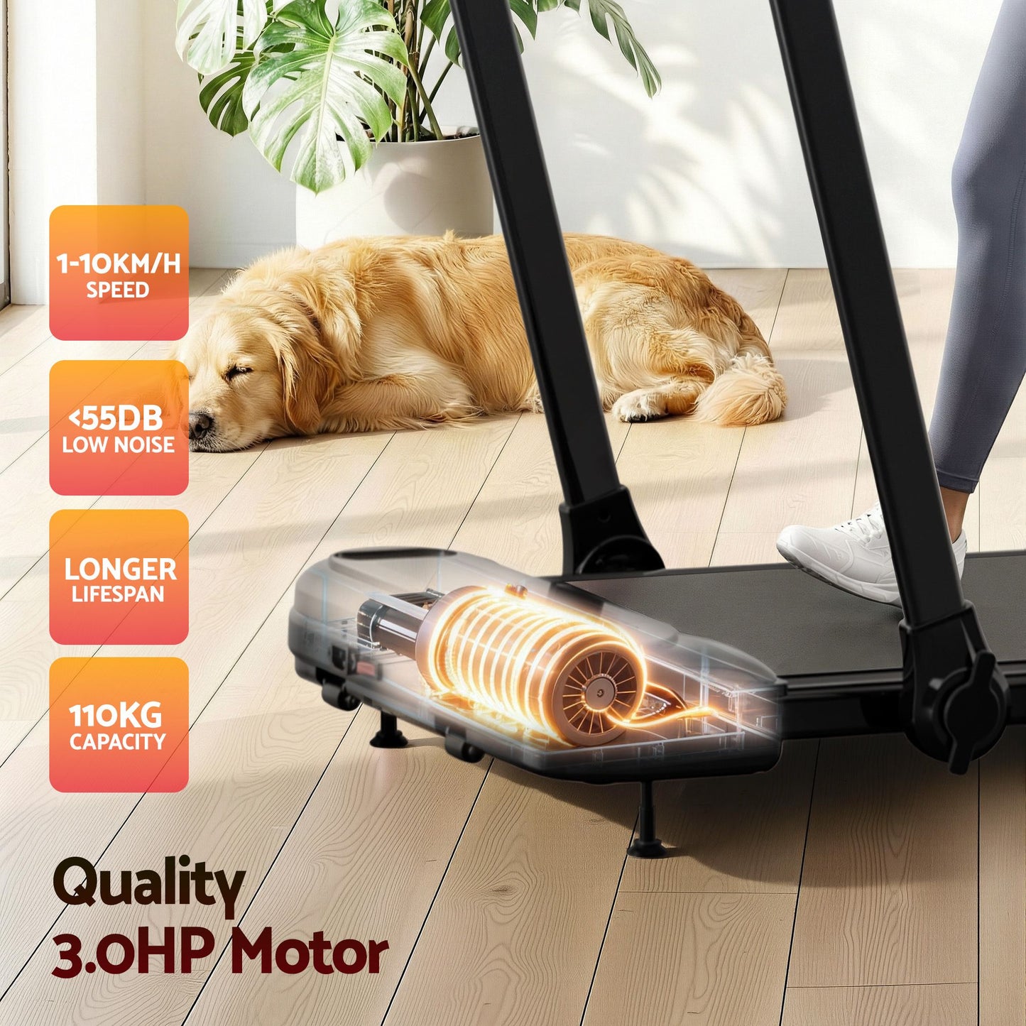 Everfit 3 in1 Treadmill Electric Walking Pad with Incline Foldable for Home Gym Black