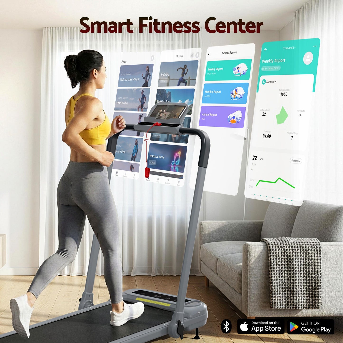 Everfit 3 in 1 Treadmill Electric Walking Pad with Incline Foldable for Home Gym Grey