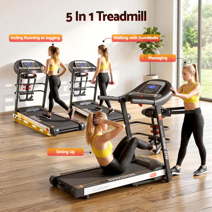 Everfit Treadmill Electric Home Gym Fitness Exercise Machine w/ Massager 450mm