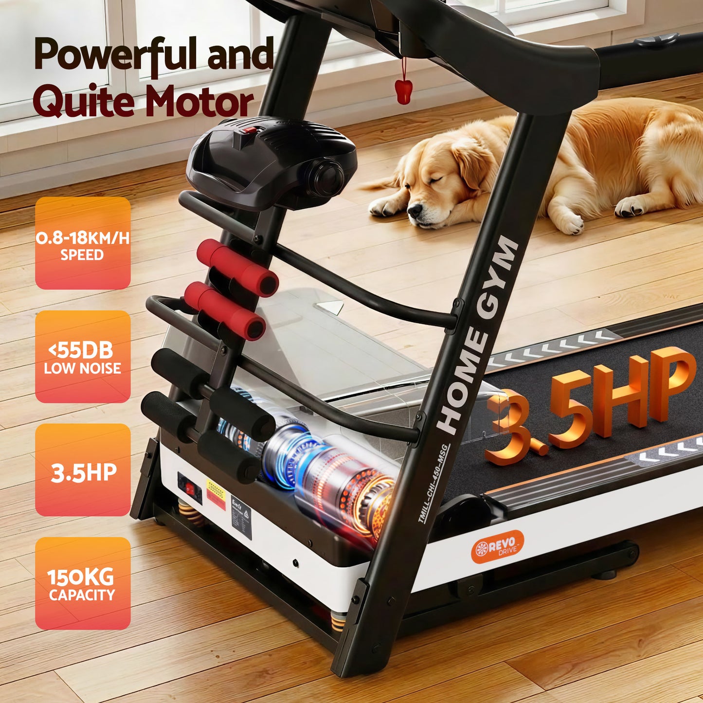 Everfit Treadmill Electric Home Gym Fitness Exercise Machine w/ Massager 450mm