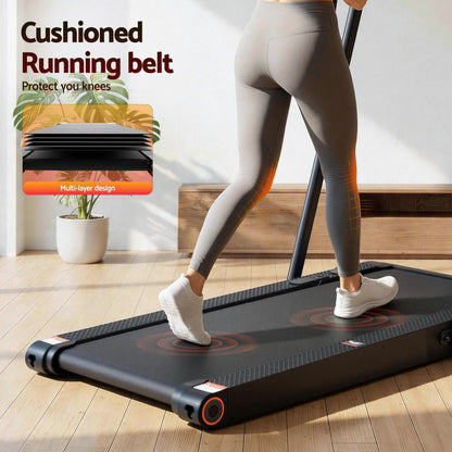 Everfit 4 in 1 Vibration Walking Pad Treadmill Under Desk Treadmills for Home Gym with App Control 380mm Black