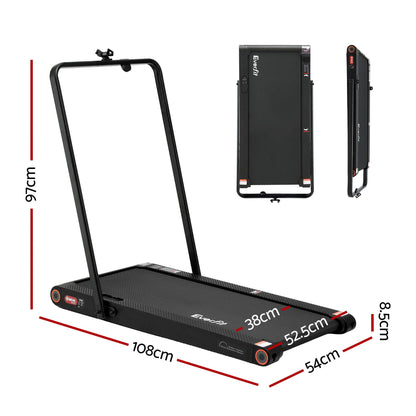 Everfit 4 in 1 Vibration Walking Pad Treadmill Under Desk Treadmills for Home Gym with App Control 380mm Black