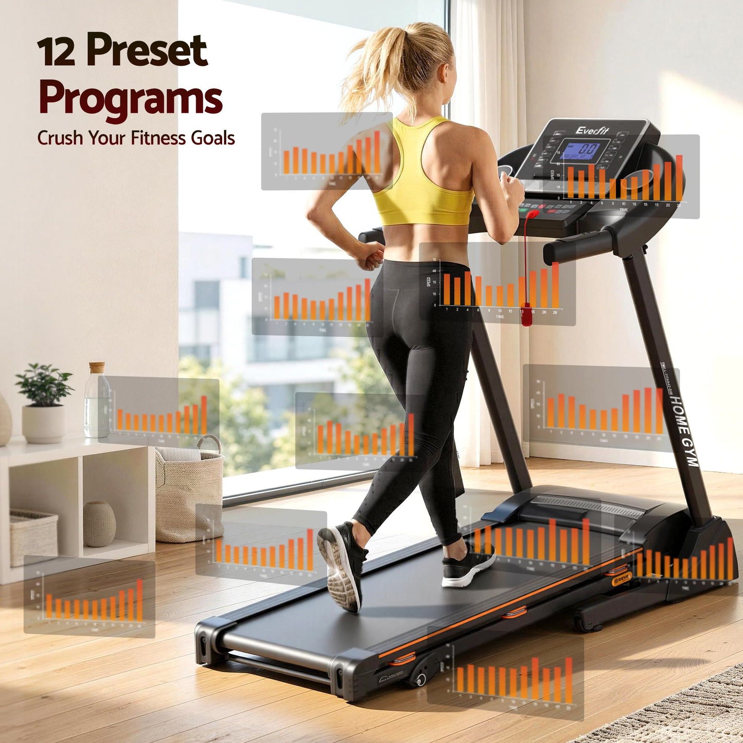 Everfit Treadmill Electric Home Gym Fitness Exercise Machine Hydraulic 420mm