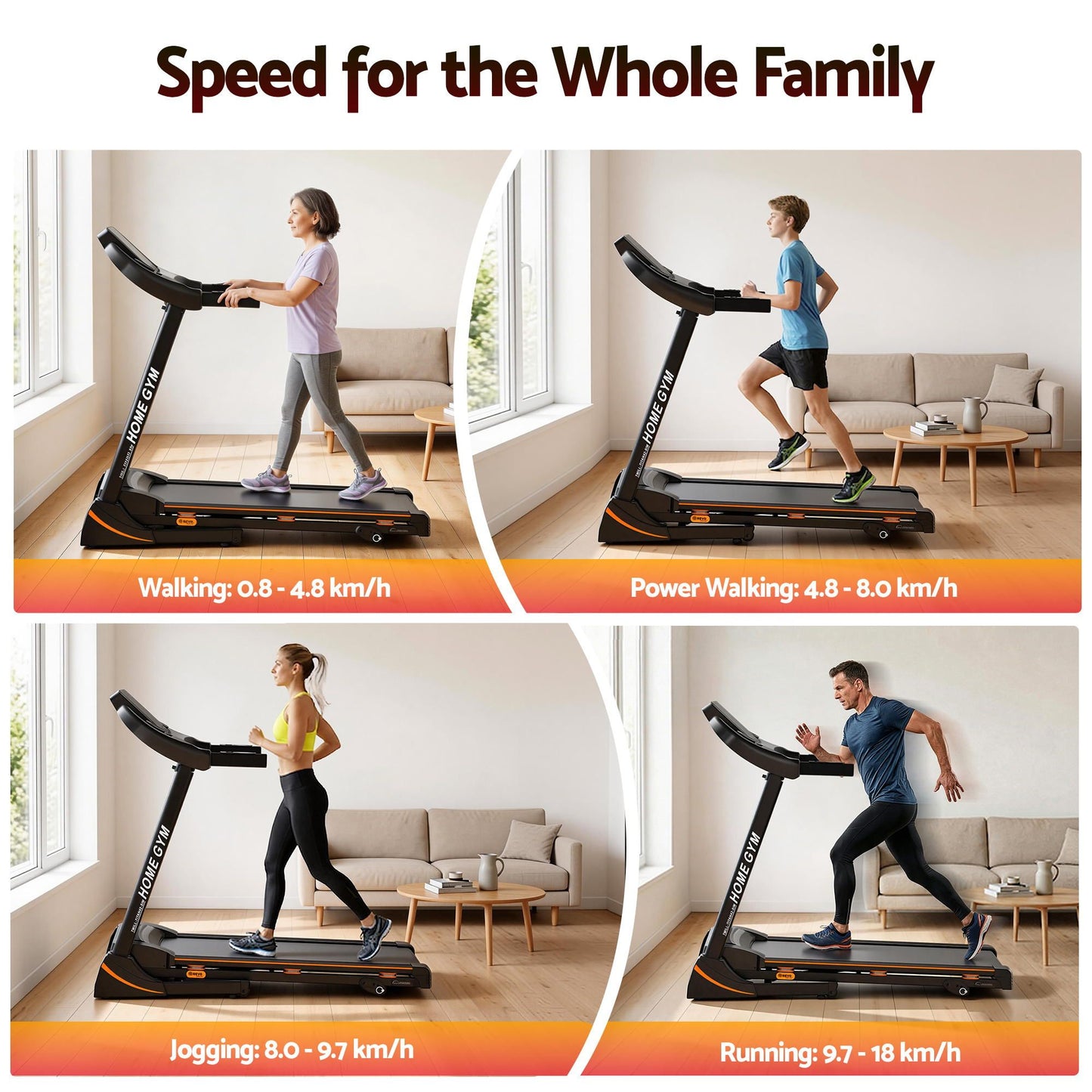 Everfit Treadmill Electric Home Gym Fitness Exercise Machine Hydraulic 420mm