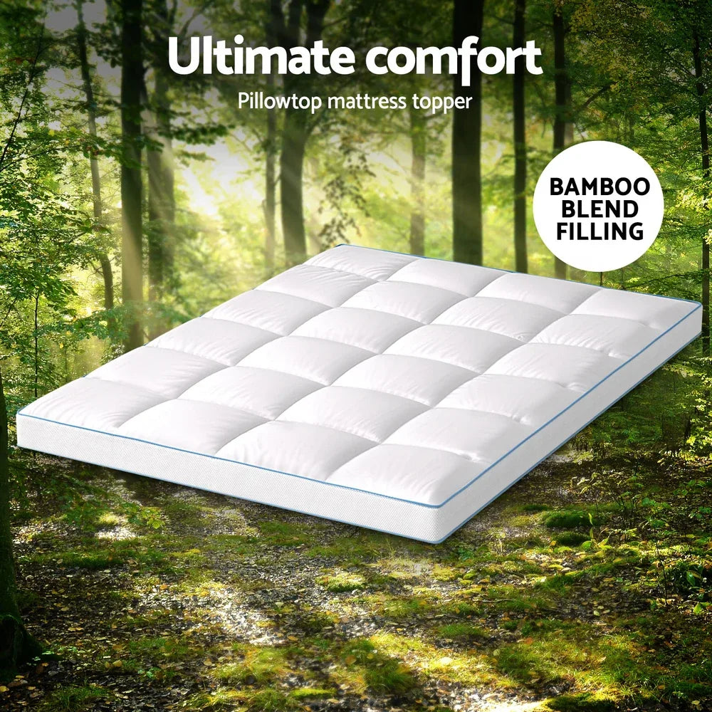 Giselle Bedding Mattress Topper Pillowtop Bamboo 10cm Double - Mekamart Australia