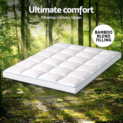 Giselle Bedding Mattress Topper Pillowtop Bamboo 10cm Double - Mekamart Australia