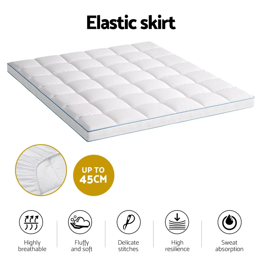 Giselle Bedding Mattress Topper Pillowtop Bamboo 10cm King - Mekamart Australia