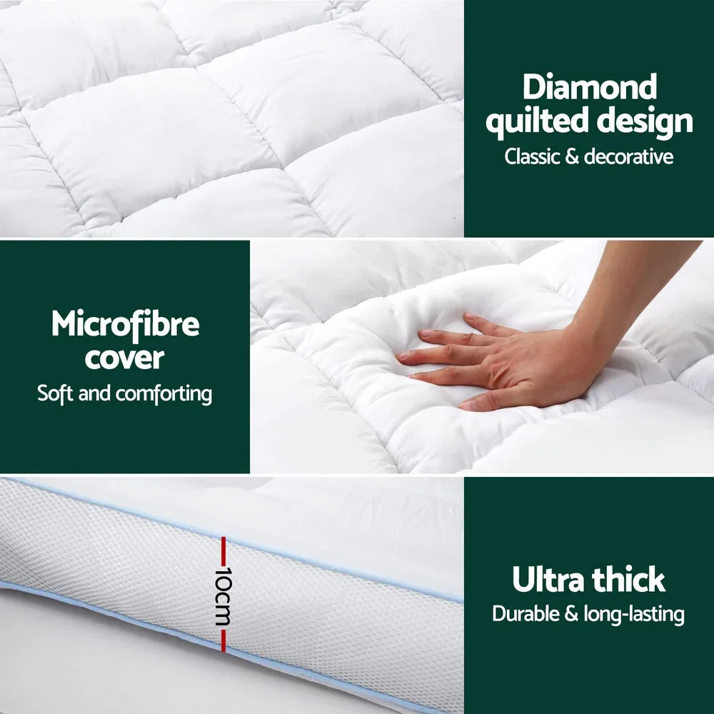 Giselle Bedding Mattress Topper Pillowtop Bamboo 10cm King - Mekamart Australia