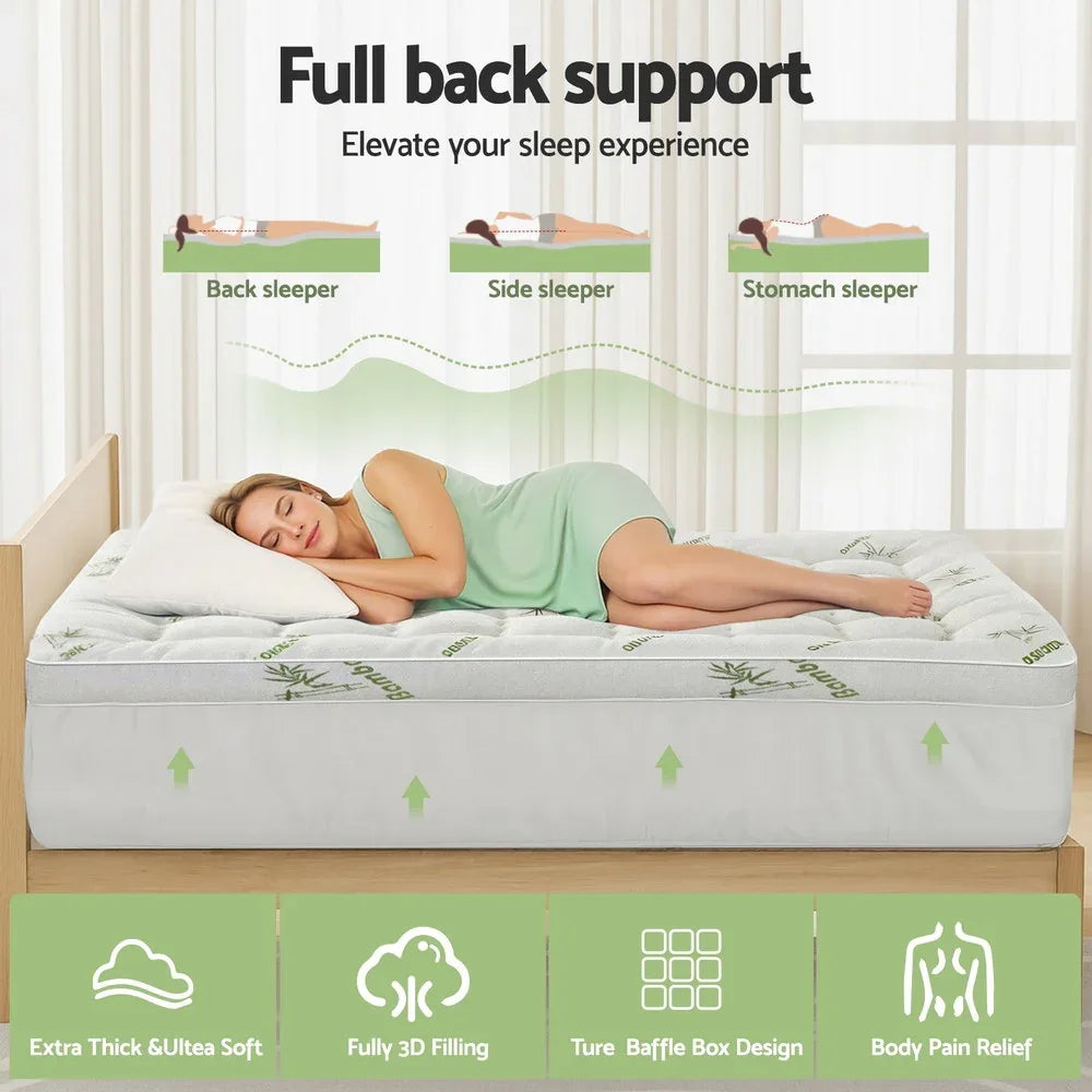 Giselle Mattress Topper 11cm Pillowtop toppers Bamboo King Single - Mekamart Australia