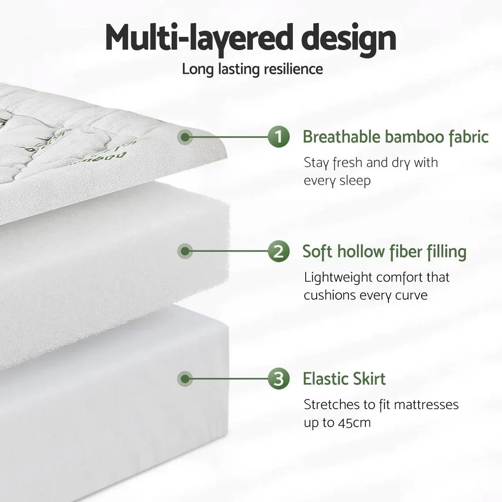 Giselle Mattress Topper 5cm Pillowtop toppers Bamboo King - Mekamart Australia