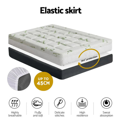 Giselle Bedding Mattress Topper Pillowtop Bamboo 7.5cm Double - Mekamart Australia
