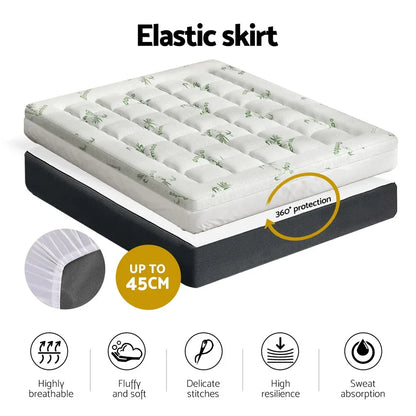 Giselle Bedding Mattress Topper Pillowtop Bamboo 7.5cm Queen - Mekamart Australia