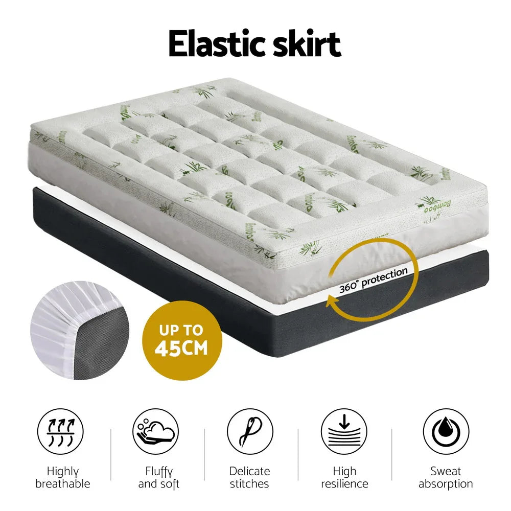 Giselle Bedding Mattress Topper Pillowtop Bamboo 7.5cm Single - Mekamart Australia