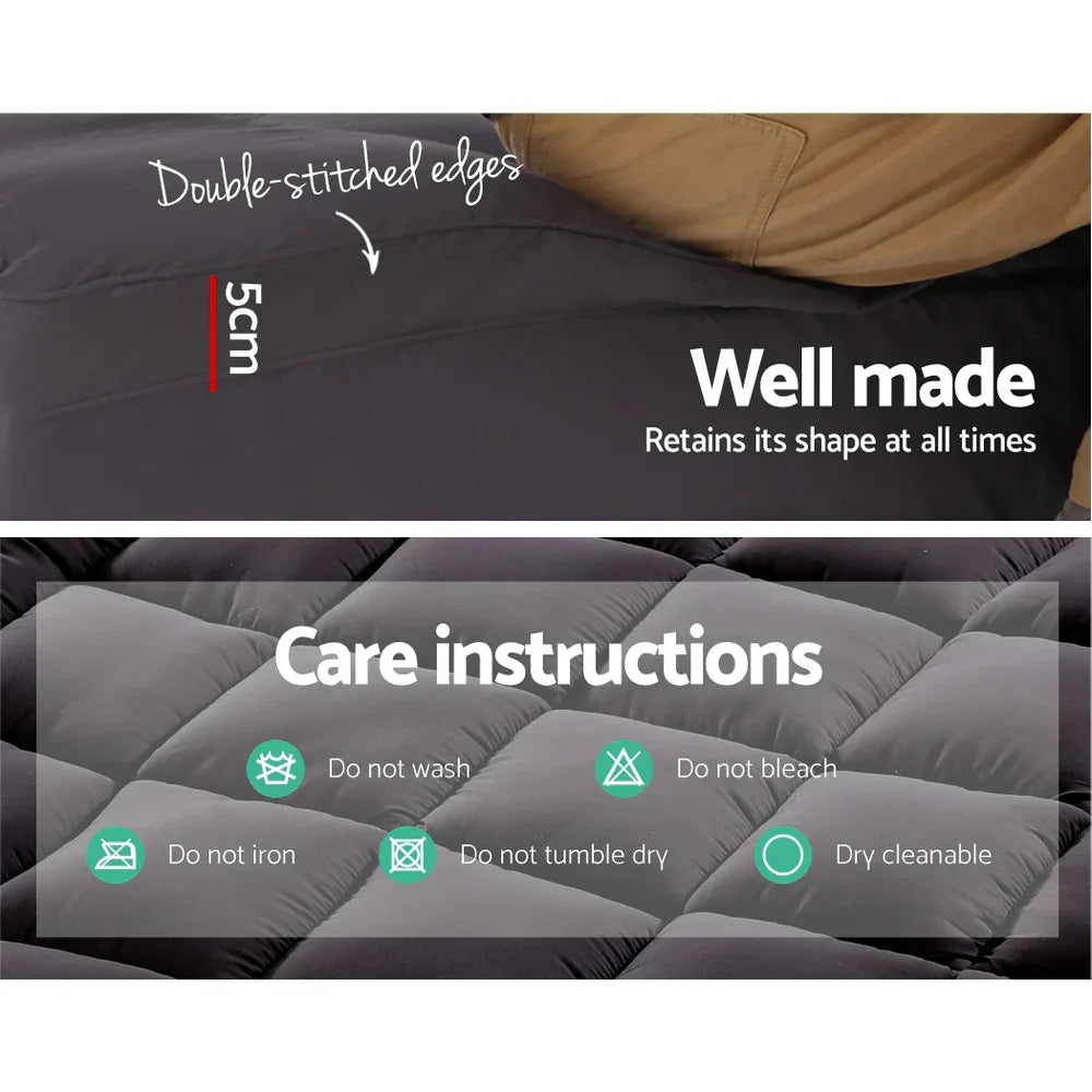 Giselle Bedding Mattress Topper Pillowtop Bamboo Charcoal Double - Mekamart Australia