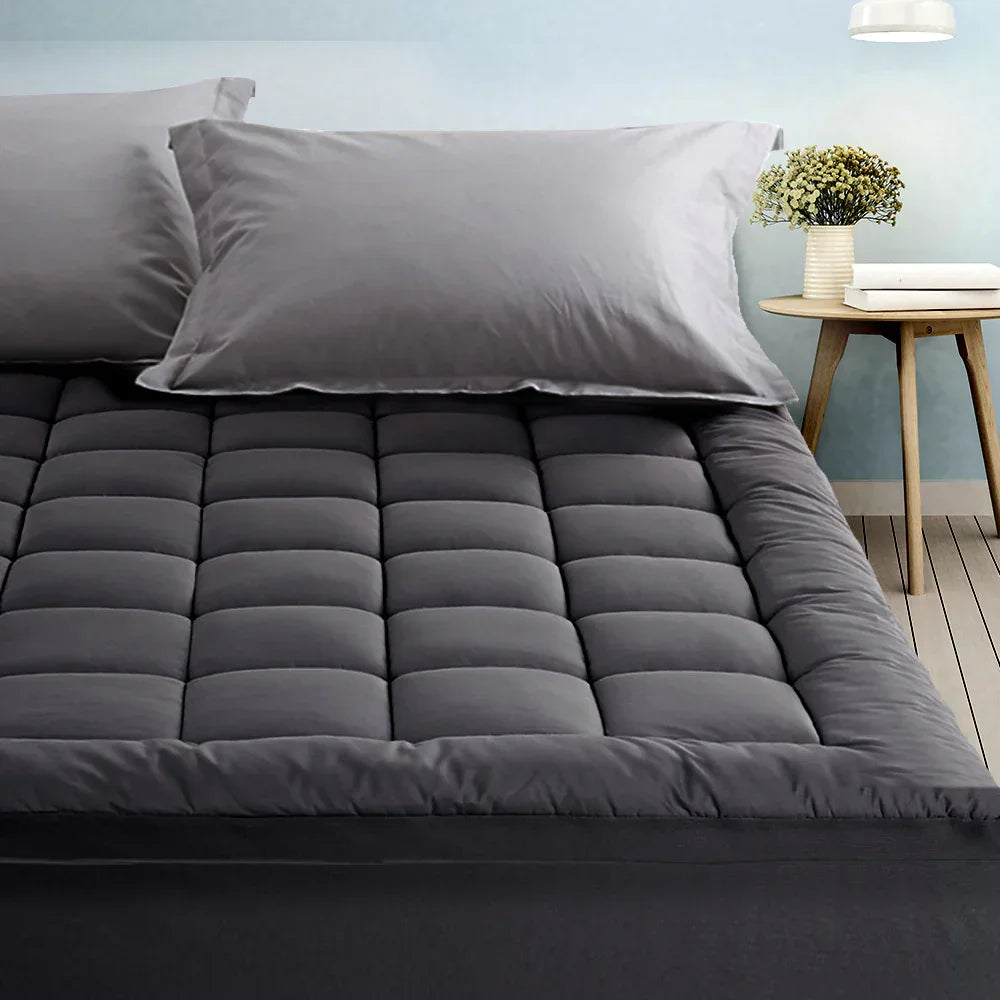 Giselle Bedding Mattress Topper Pillowtop Bamboo Charcoal Queen - Mekamart Australia