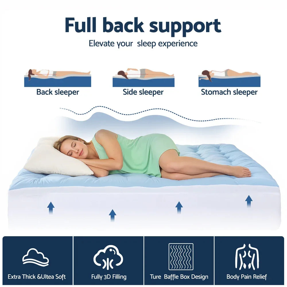 Giselle 5cm Mattress Topper Pillowtop toppers Double-Sided King Single - Mekamart Australia