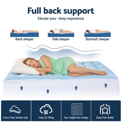 Giselle 5cm Mattress Topper Pillowtop toppers Double-Sided King Single - Mekamart Australia