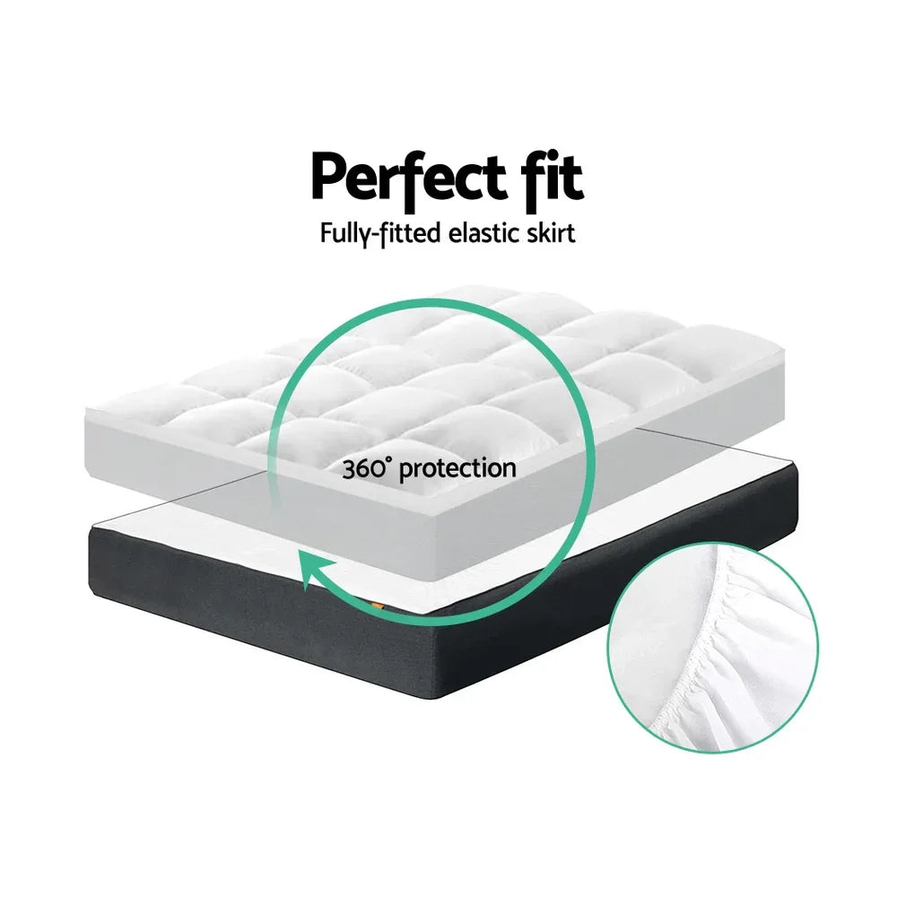 Giselle Queen Mattress Topper Pillowtop 1000GSM Microfibre Filling Protector - Mekamart Australia