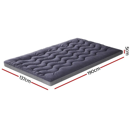 Giselle 5cm Mattress Topper Pillowtop toppers Bamboo Charcoal Double - Mekamart Australia