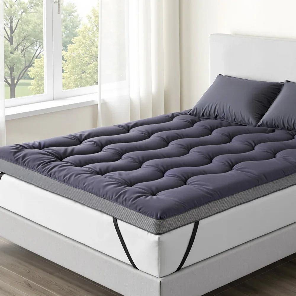 Giselle 5cm Mattress Topper Pillowtop toppers Bamboo Charcoal Double - Mekamart Australia