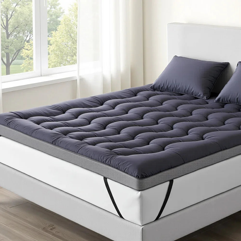 Giselle 5cm Mattress Topper Pillowtop toppers Bamboo Charcoal King - Mekamart Australia