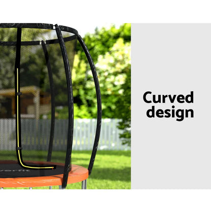 Everfit 6FT Trampoline for Kids w/ Ladder Trampoline Enclosure Safety Net Rebounder Orange - Mekamart Australia