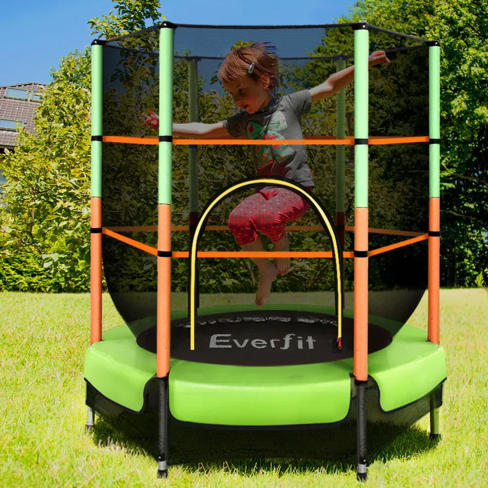Everfit 4.5FT Trampoline for Kids Trampoline w/ Enclosure Safety Net Rebounder Gift Green - Mekamart Australia