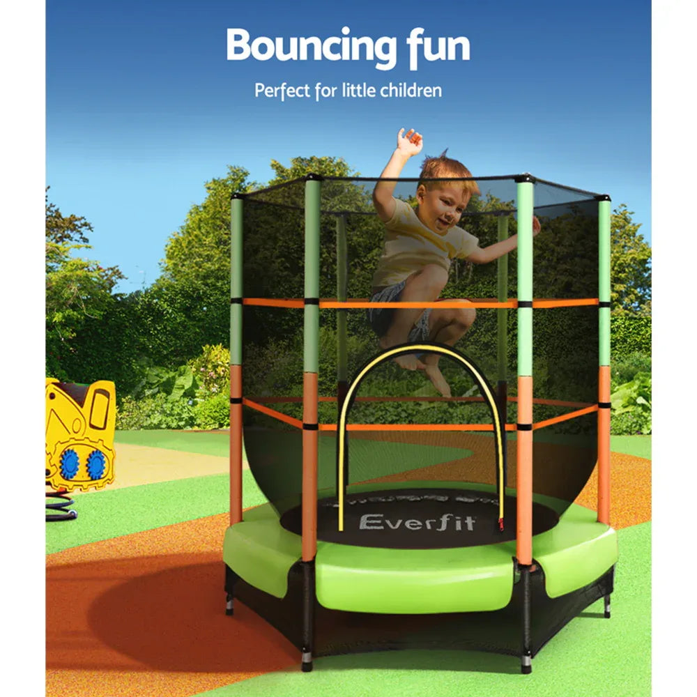 Everfit 4.5FT Trampoline for Kids Trampoline w/ Enclosure Safety Net Rebounder Gift Green - Mekamart Australia
