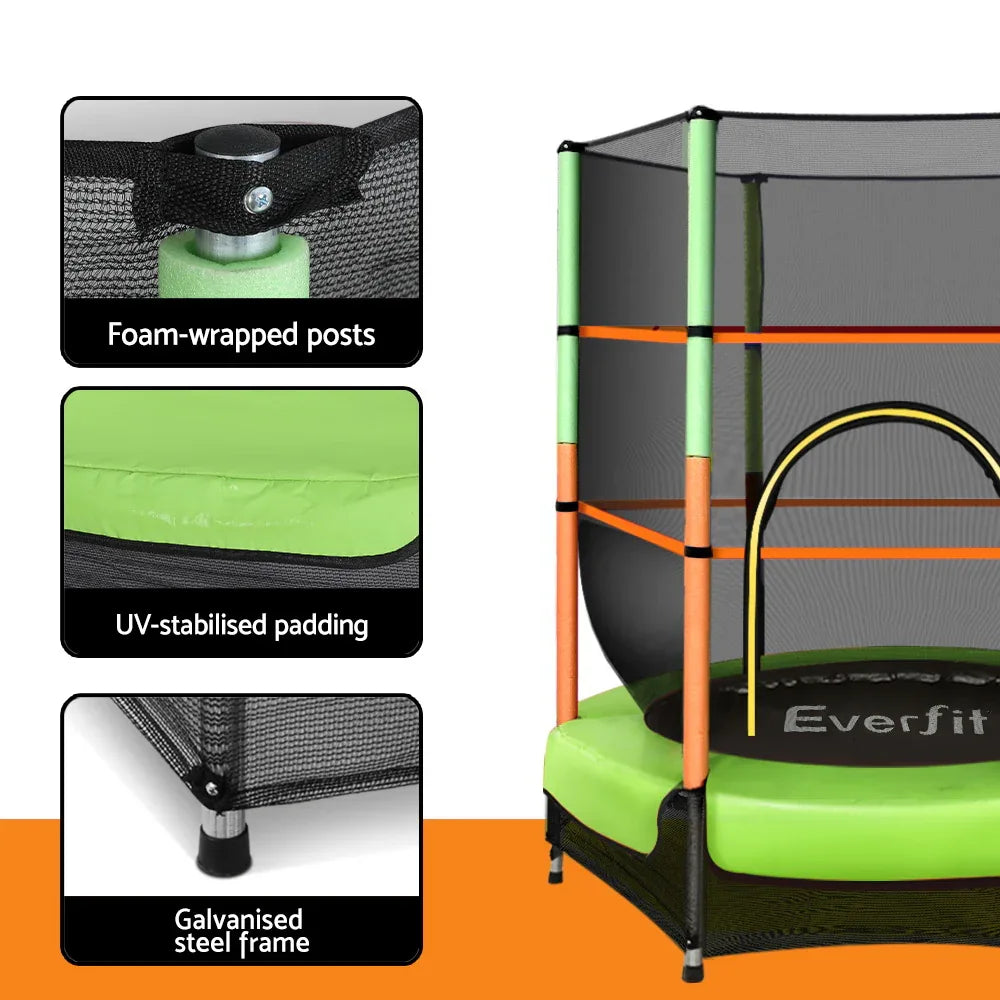 Everfit 4.5FT Trampoline for Kids Trampoline w/ Enclosure Safety Net Rebounder Gift Green - Mekamart Australia