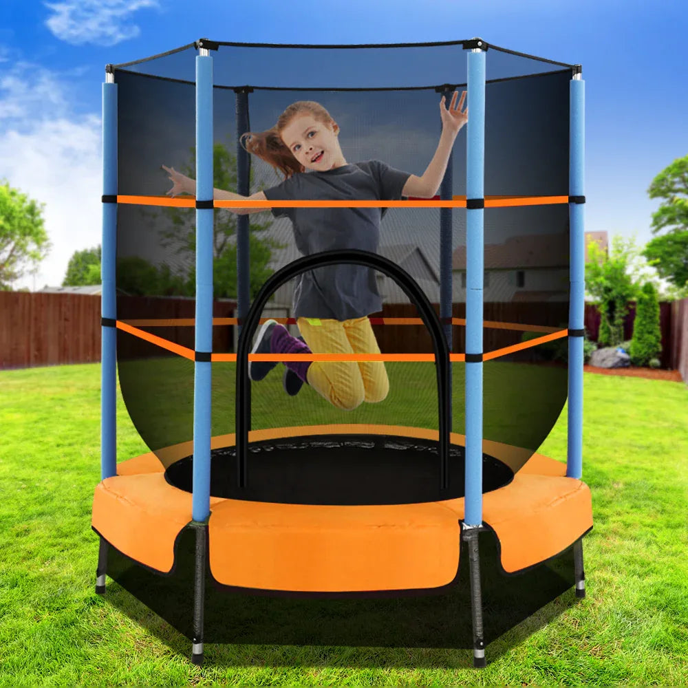 Everfit 4.5FT Trampoline for Kids Trampoline w/ Enclosure Safety Net Rebounder Gift Orange - Mekamart Australia